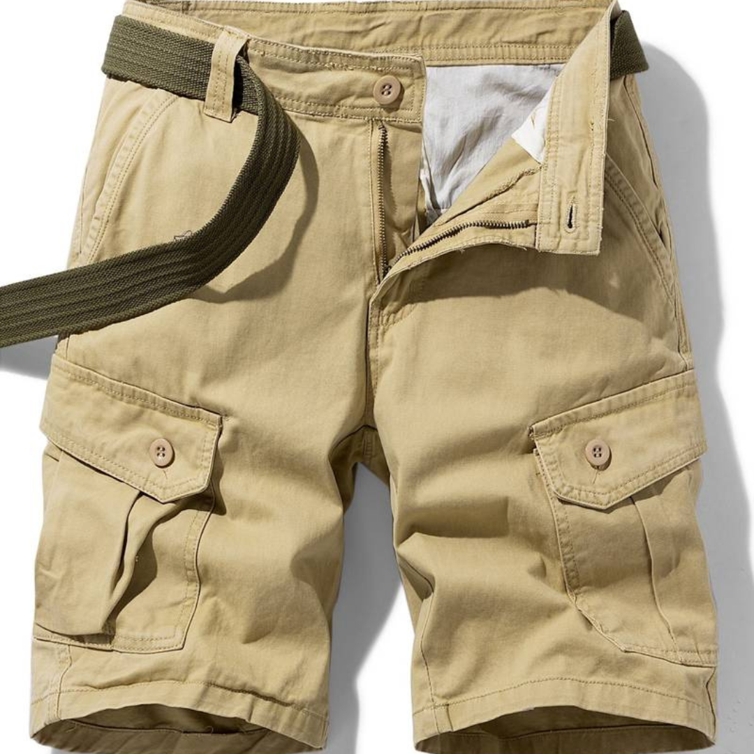 Momount Men Cargo Shorts – Cotton Button Closure Flap Pocket Work Casual