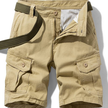 Momount Men Cargo Shorts – Cotton Button Closure Flap Pocket Work Casual
