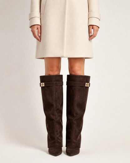 Sarah women's fold-over knee-high boots – 03 front webp