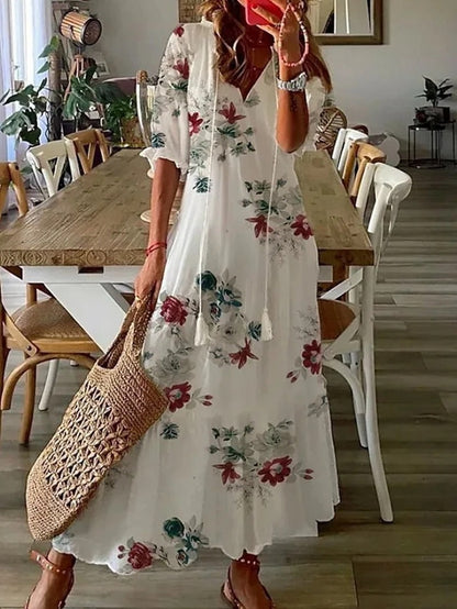 Isadora | Boho Floral Button Down Summer Maxi Dress