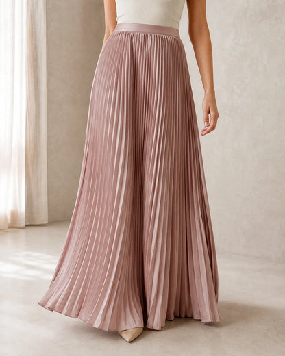 Women's Pleated Flowing Maxi Skirt — image 1 — womens-pleated-maxi-skirt-pink-01-hero.webp
