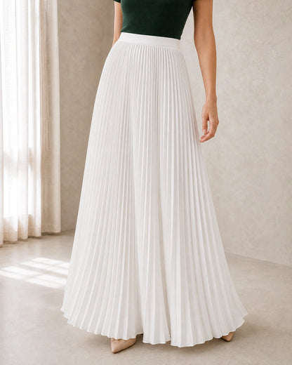 Women's Pleated Flowing Maxi Skirt — image 10 — womens-pleated-maxi-skirt-white-10-variant.webp