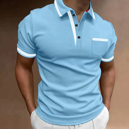 Momount Men Polo Shirt – Contrast Trim Chest Pocket Short Sleeve